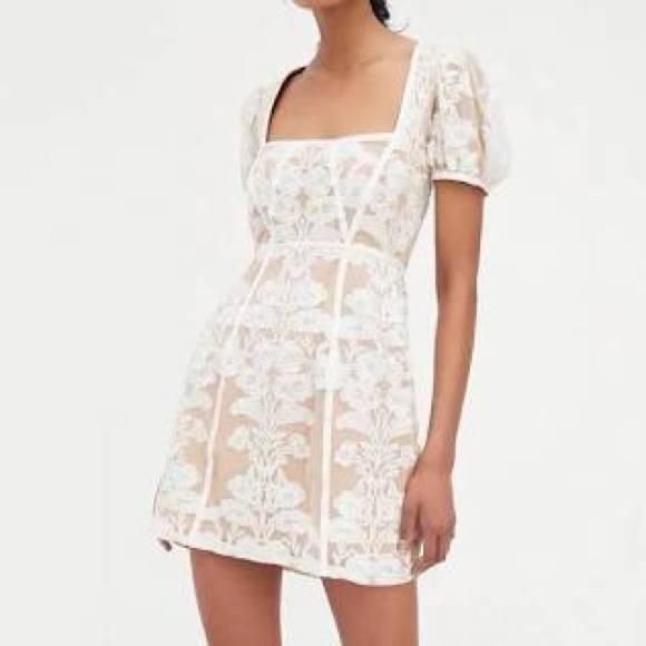 For Love & Lemons Temecula Mini Dress Cream Lace Detail Women’s Size Small - Picture 1 of 10